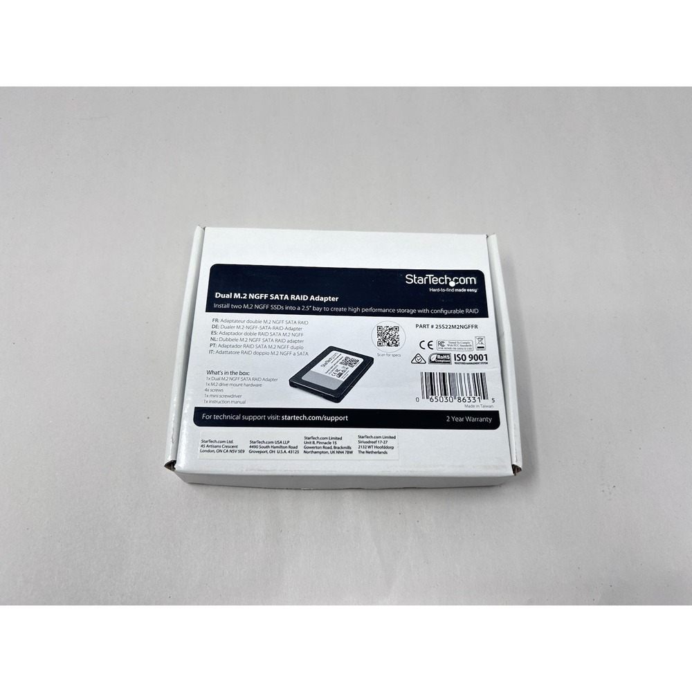 StarTech.com Dual M.2 NGFF SATA RAID 2.5" Adapter 25S22M2NGFFR